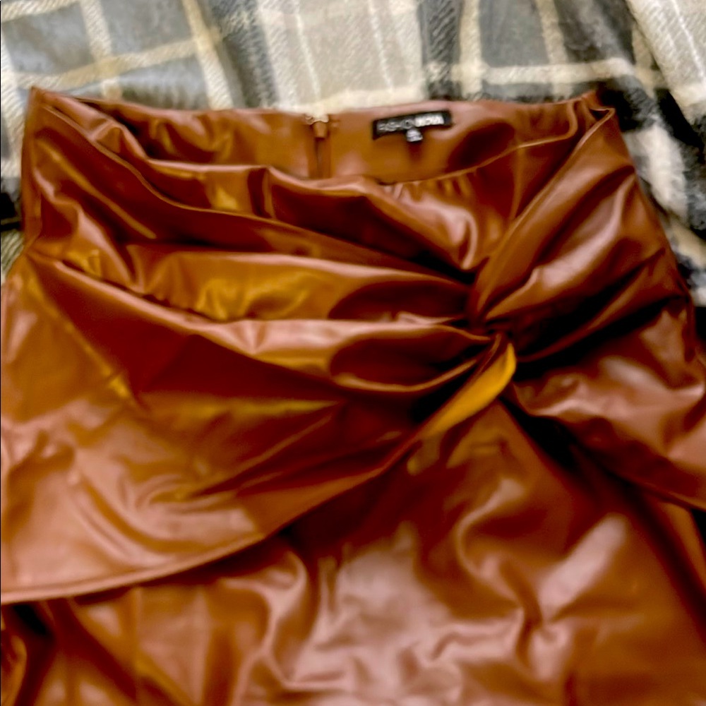 Brown Faux Leather Skirt